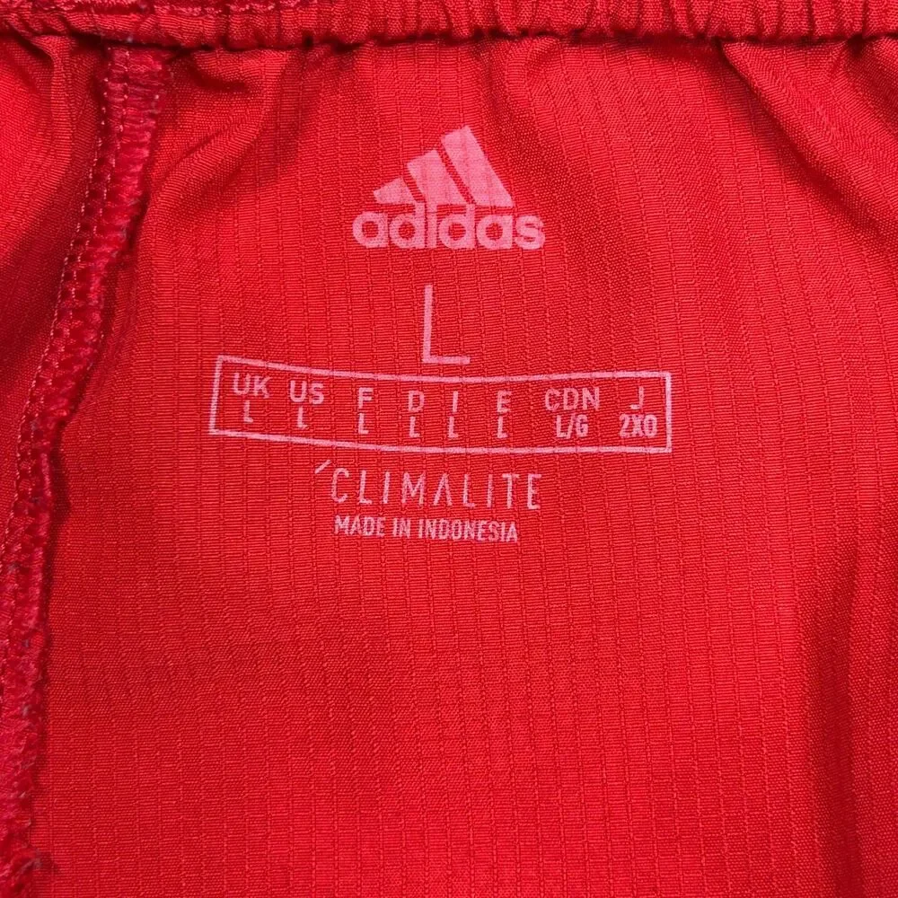 Adidas Shorts Mens L Red Climalite Athletic Gym Workout Drawstring Pockets